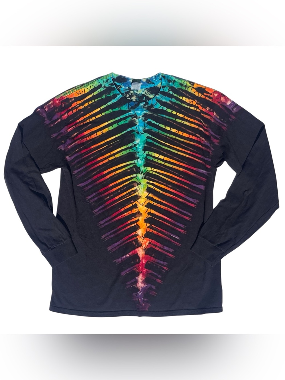 Festival Tie Dye Ribcage Rainbow Long Sleeve T Shirt Spine Top M Skeleton Hippie